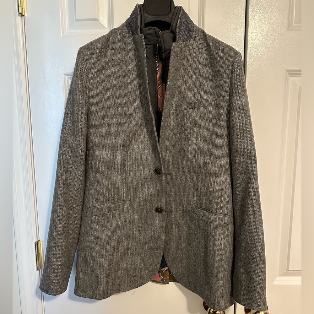 Ted baker size 2 blazer jacket with puffer ACCENTS wonderful patterned lining